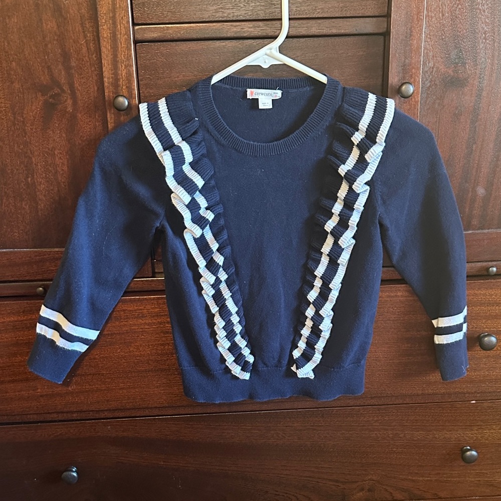 I. Crew Crewcuts Navy Blue Sweater with Ruffle Details Size 8